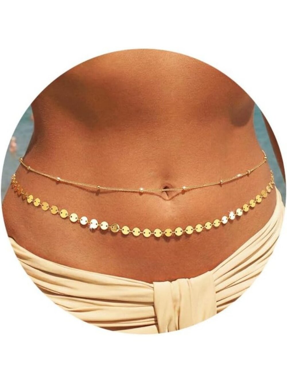 Stylish Gold Plated Layered Waist Chain & Belly Beads for Women - Trendy